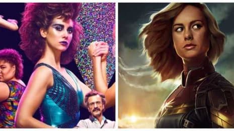 CAPTAIN MARVEL Star Brie Larson And GLOW's Alison Brie Show Off Their Guns In A New Training Photo