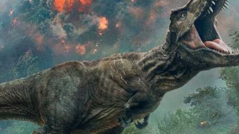 The T-Rex Politely Holds A Ladder On This New JURASSIC WORLD: FALLEN KINGDOM IMAX Poster