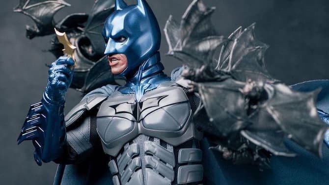 THE DARK KNIGHT: New Look At Hot Toys' Batman 100 Figure Reveals A Comic-Accurate Blue And Gray Suit