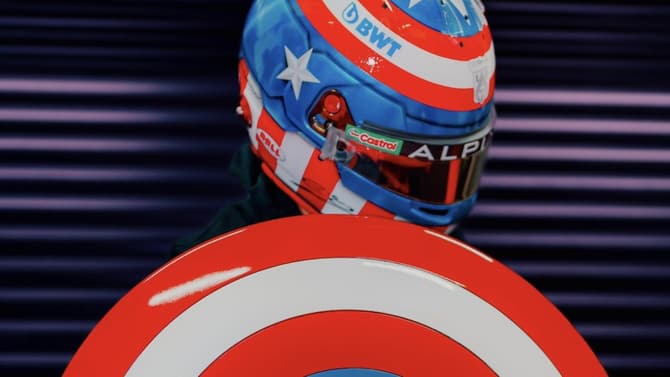 F1 Driver Esteban Ocon Reveals Epic CAPTAIN AMERICA Helmet Ahead Of This Weekend's Las Vegas Grand Prix