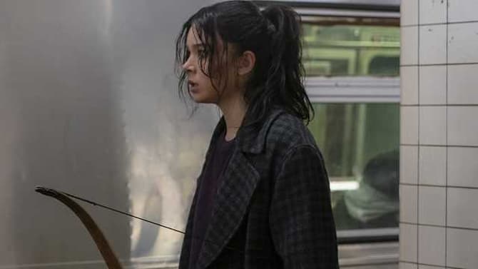 HAWKEYE: New Still Features Clint Barton, Kate Bishop, And Pizza Dog On The Subway