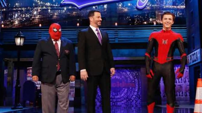 SPIDER-MAN: FAR FROM HOME Star Tom Holland Shows Up On Jimmy Kimmel Live! In The New Red & Black Suit