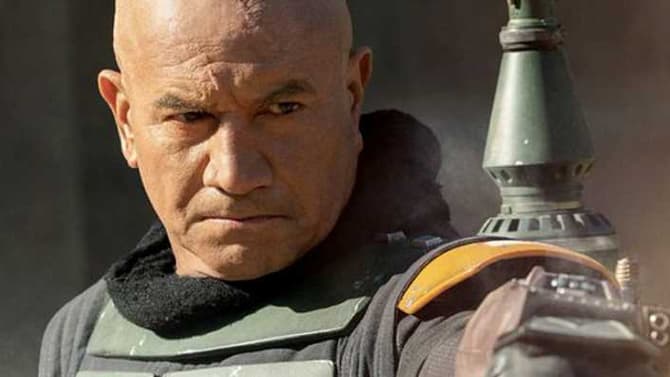 THE BOOK OF BOBA FETT: Temuera Morrison's Legendary Bounty Hunter Takes Aim In New Still