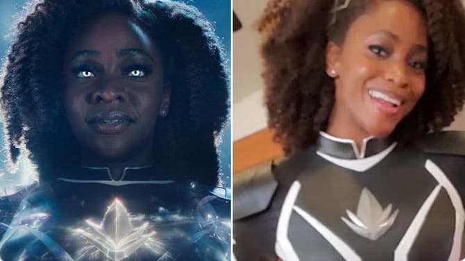 THE MARVELS Star Teyonah Parris Tries On Her Super-Suit For The First Time In Behind-The-Scenes Video