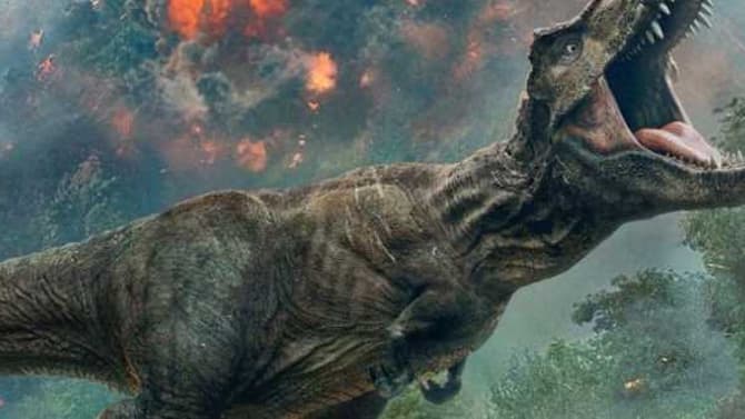 The T-Rex Politely Holds A Ladder On This New JURASSIC WORLD: FALLEN KINGDOM IMAX Poster