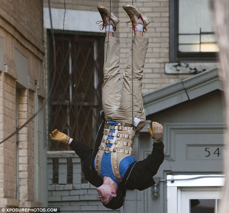 Unmasked: Spidey without his costume, Andrew could be spotted doing his own stunts 