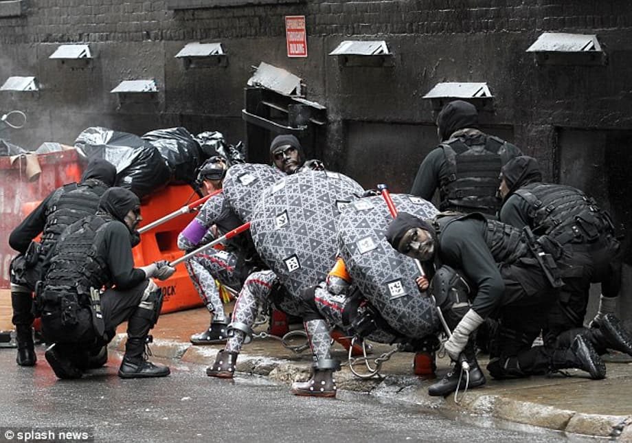 Computer genius: The actors' shells were adorned with a triangular pattern and what appeared to resemble QR codes
