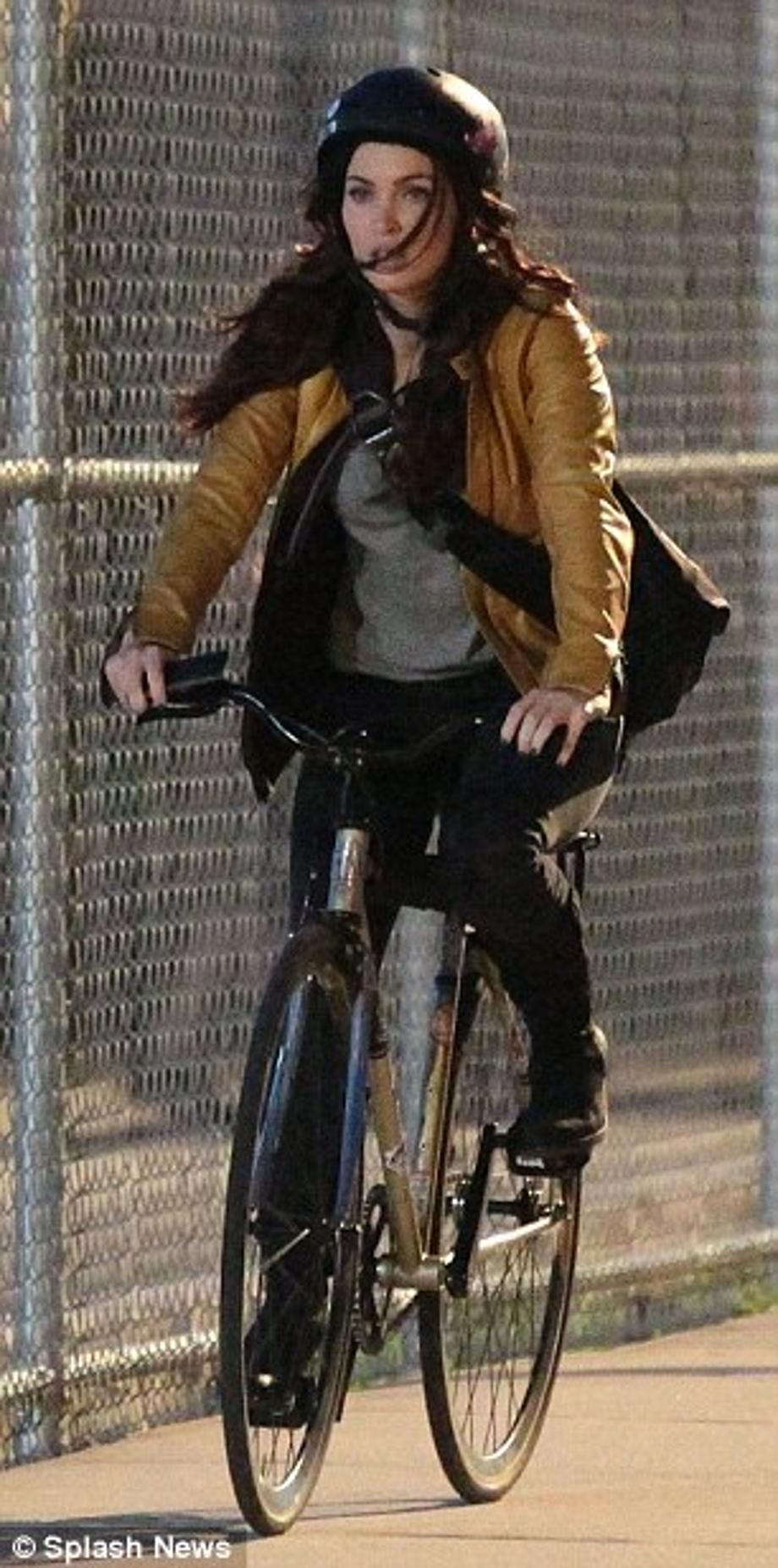 Riding along: Her main mode of transportation has been a bicycle as they film around the Big Apple