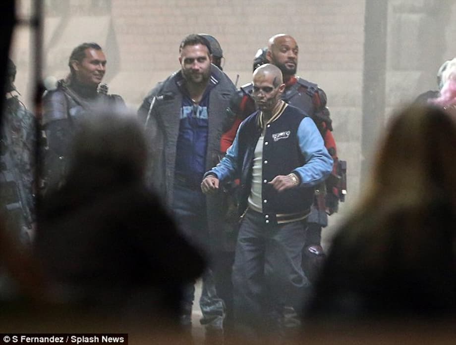 Here come the guys: Adam Beach, Jai Courtney, Jay Hernandez, and Will Smith hung out in between scenes