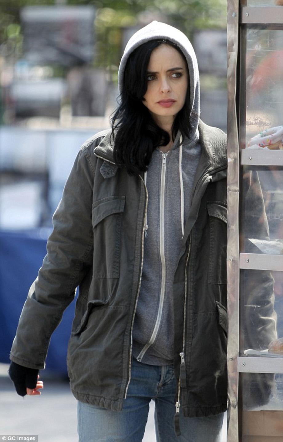 Not so super now: Krysten plays ex-superhero Jessica Jones, though her appearance was less than super on set for the Netflix original series