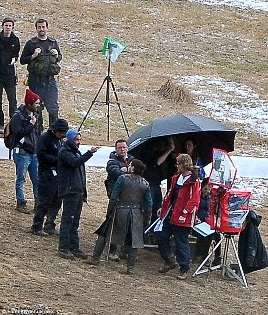 Back with a vengeance: Dressed in his blacks, the Lord Commander of the Night's Watch, stood tall with his sword on his hip as they filmed on the remote Northern Ireland hilltop
