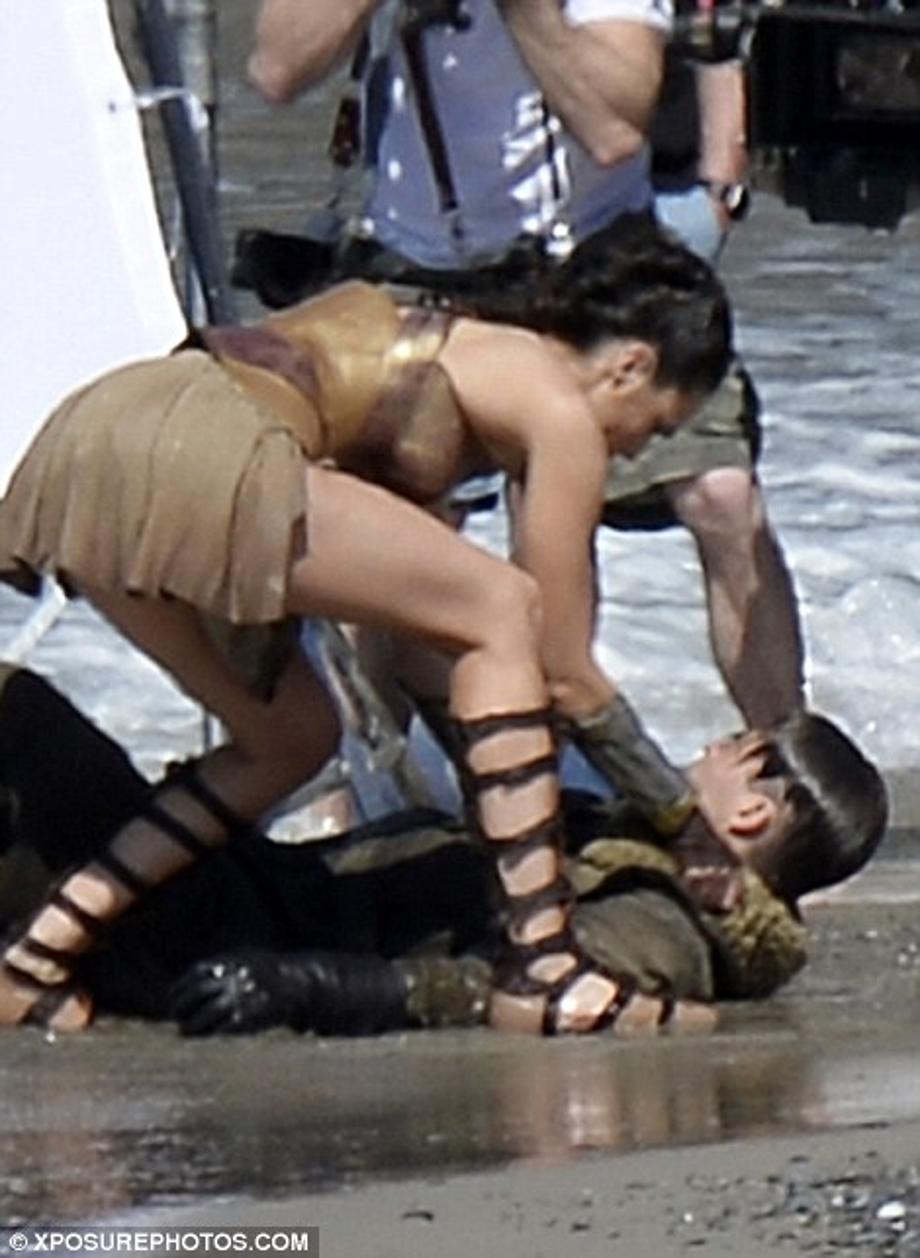 Don't leave me: She looked as though she was trying to revive her co-star following an accident