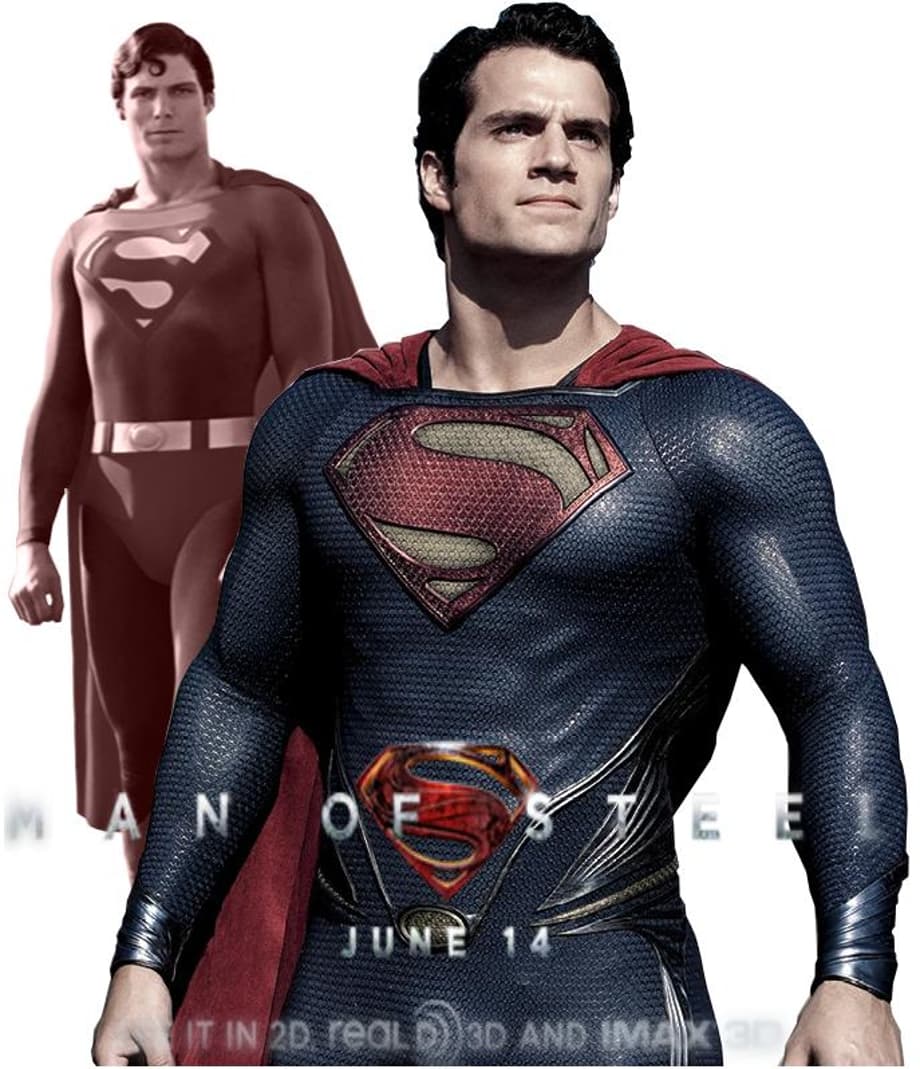 Reeve and Cavill Superman Man of Steel
