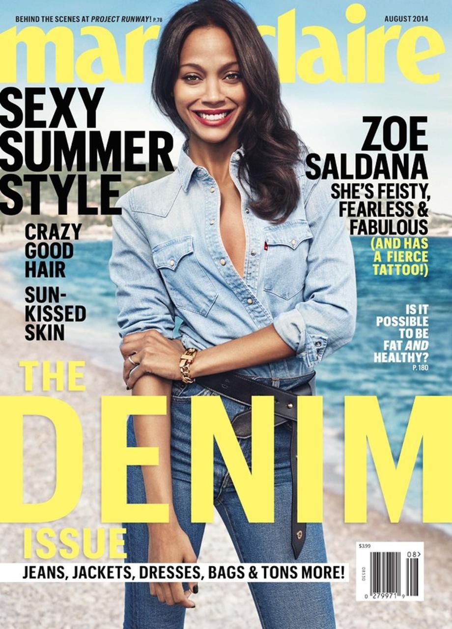 Zoe Saldana on the August 2014 cover of Marie Claire
