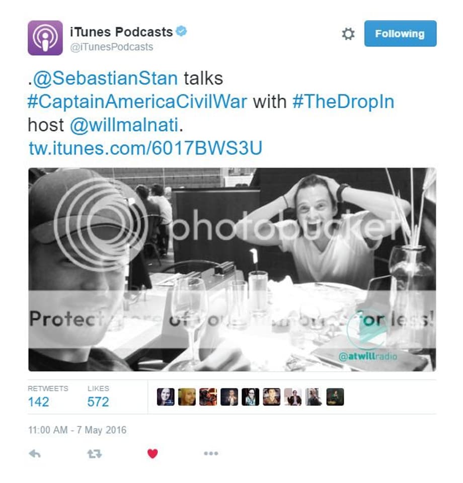 The Sebastian Stan episode of 'The Drop-In' with Will Malnati has garned more engagement than any other tweet by @iTunesPodcasts in 2016.