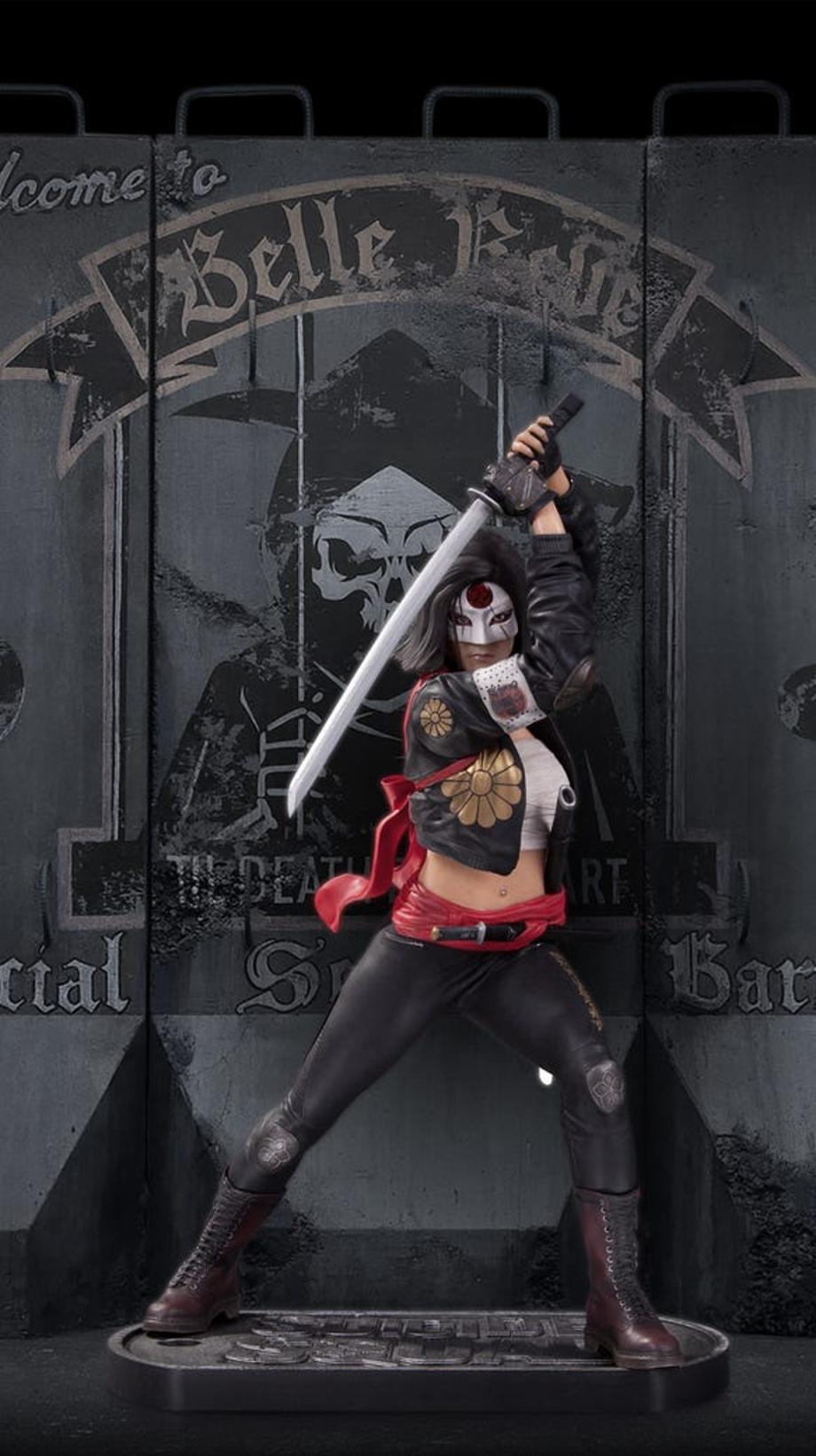 Katana statue, sculpted by Sam Greenwell.