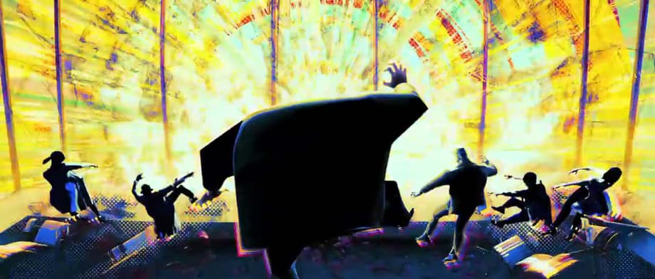 Image result for spider man into the spider verse miles vs kingpin