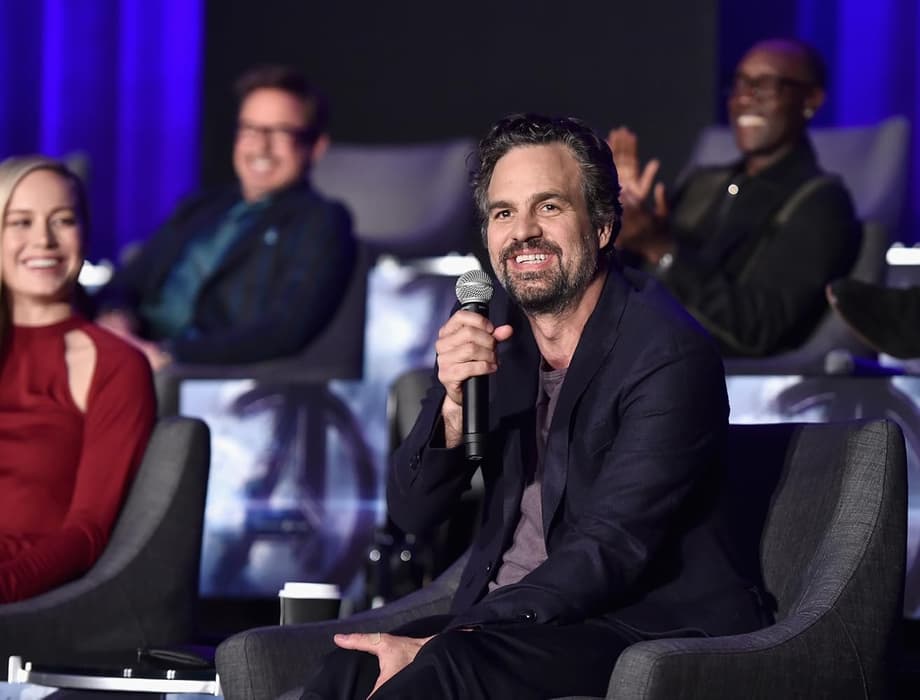 Don Cheadle, Robert Downey Jr., Brie Larson, and Mark Ruffalo at an event for Avengers: Endgame (2019)