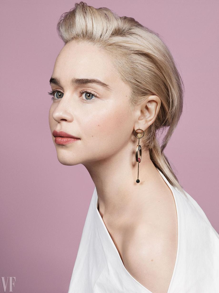 Clarke says her new hair color is unrelated to Daenerysâs fate: âI said I just want to look in the mirror and see something different.â Clarke wears a top by the Row; earrings by Yael Sonia.