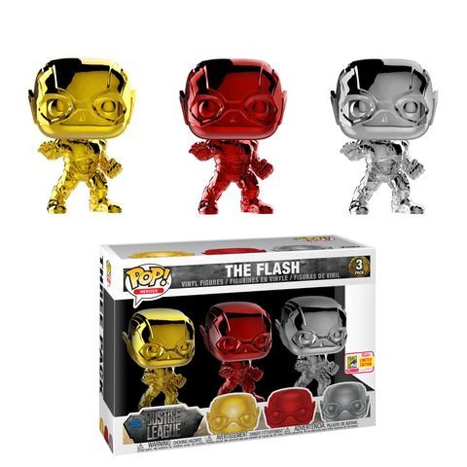 Funko SDCC DC Comics Chrome Flash Three Pack Pop