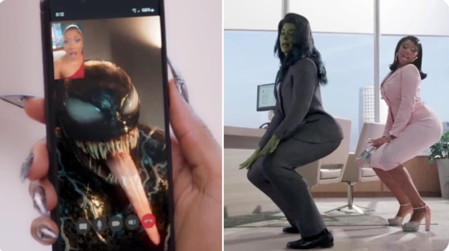 After Twerking With SHE-HULK, Megan Thee Stallion &quot;Tongues&quot; With VENOM In New THE LAST DANCE Promo