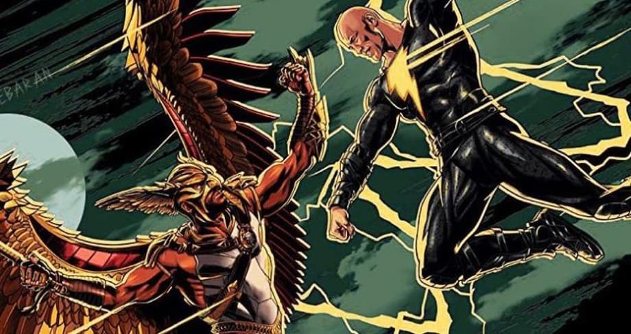 BLACK ADAM Squares-Off With Hawkman In New Official Promo Art For Upcoming DC Comics Movie