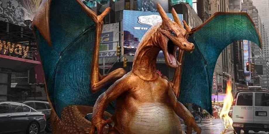 DETECTIVE PIKACHU Concept Art Reveals Epic Charizard Vs. Gyarados Battle And Alternate Creature Designs