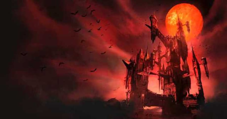 Dracula Looms On This Retro International Poster For Netflix's CASTLEVANIA Animated Series