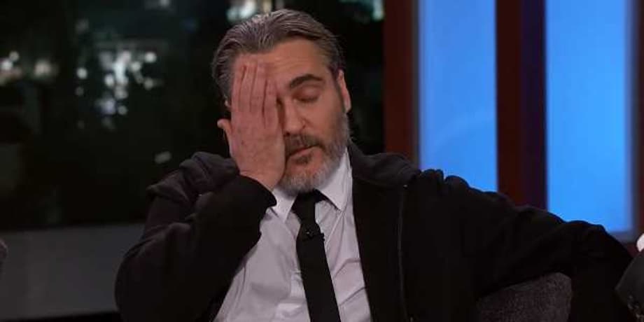 JOKER Star Joaquin Phoenix Speechless After &quot;Joke&quot; Footage Of Him Storming Off Set Is Shown On JIMMY KIMMEL