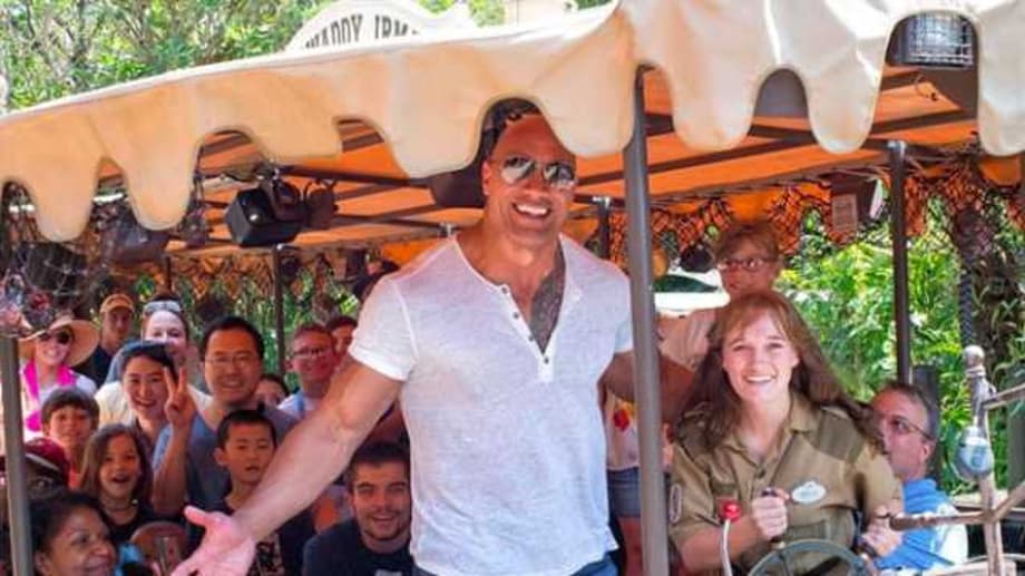 JUNGLE CRUISE Stars Dwayne Johnson And Jack Whitehall Share Set Photo With A Terrifying Anaconda