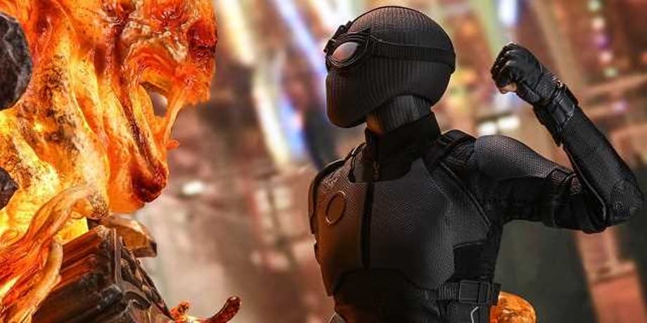 SPIDER-MAN: FAR FROM HOME Hot Toys Figure Shows Off The Stealth Suit And A Battle With Molten Man