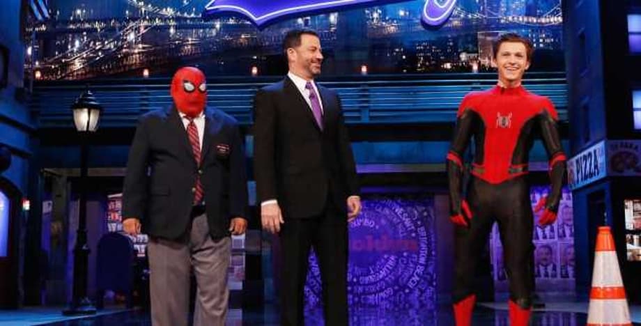 SPIDER-MAN: FAR FROM HOME Star Tom Holland Shows Up On Jimmy Kimmel Live! In The New Red & Black Suit