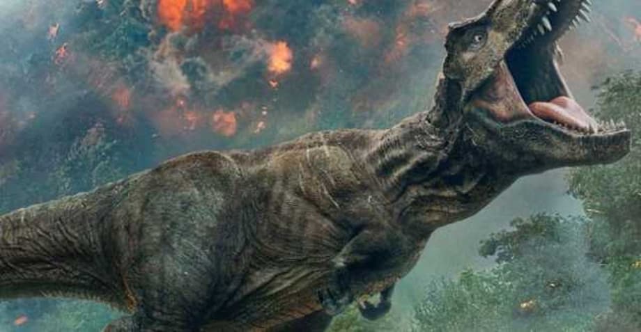 The T-Rex Politely Holds A Ladder On This New JURASSIC WORLD: FALLEN KINGDOM IMAX Poster