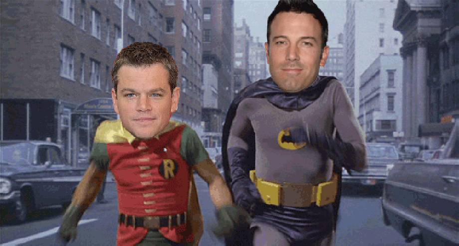 Ben Affleck and Matt Damon as Batman and Robin GIF