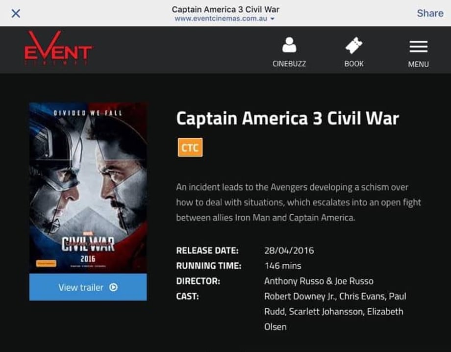 Captain America Civil War Runtime