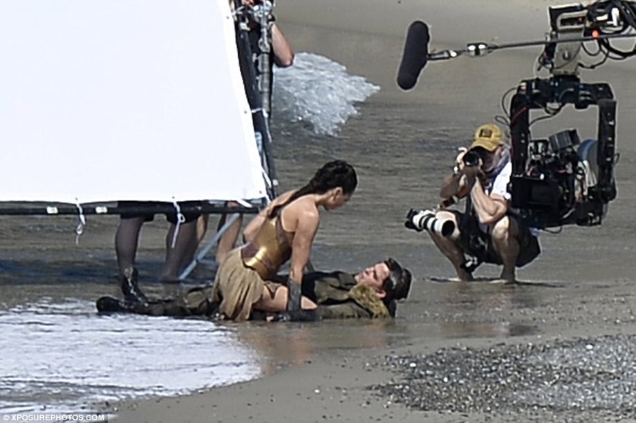 Love interest? The action heroine filmed scenes with co-star Chris Pine who was decked out in military-style attire&nbsp;
