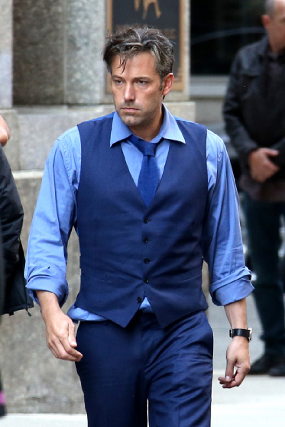 First look of Ben Affleck as Bruce Wayne on the set of "Batman v Superman: Dawn of Justice" **NO WEB UNTIL 9AM PST 08/12/2014** *MUST CALL FOR PRICING*