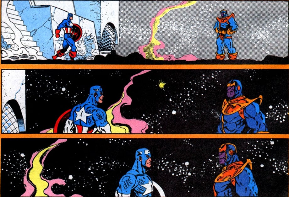 Image result for infinity war cap vs thanos comics