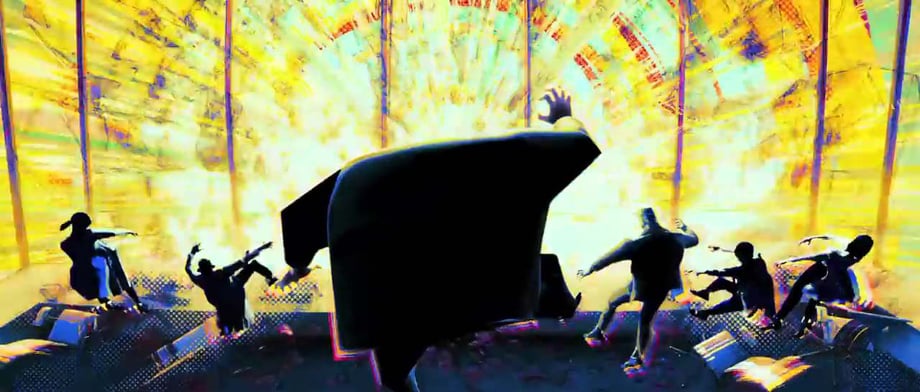 Image result for spider man into the spider verse miles vs kingpin