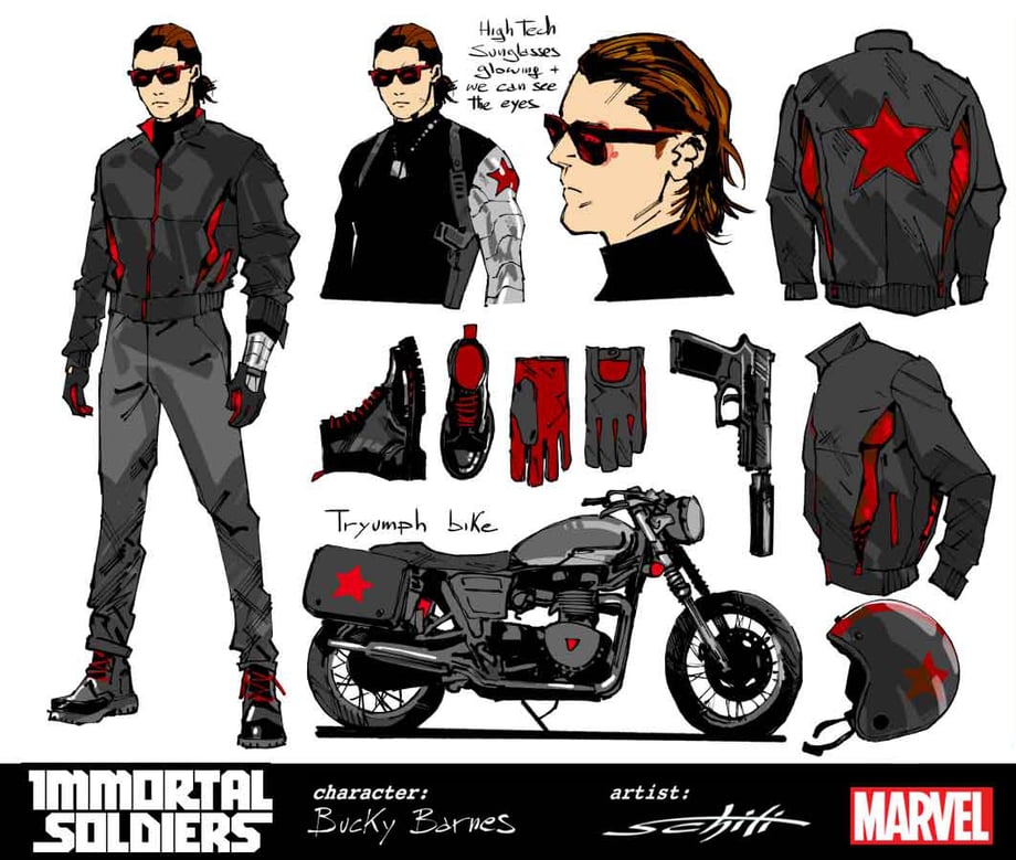 Bucky Barnes Immortal Soldier design LEFT HALF