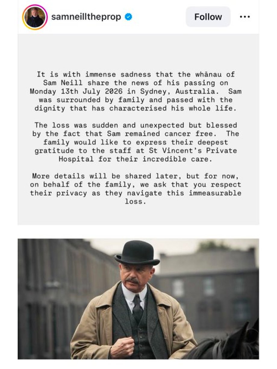 Sam Neill passing