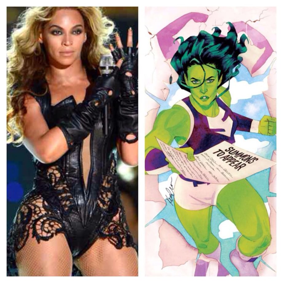 She Hulk - With Hulk solo film gaining traction Queen B would look good as the green super powered cousin of the Hulk.