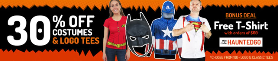 SUPERHEROSTUFF Product Spotlight: There's 30% Off All Costume Items And Logo Tees Over At SHS!