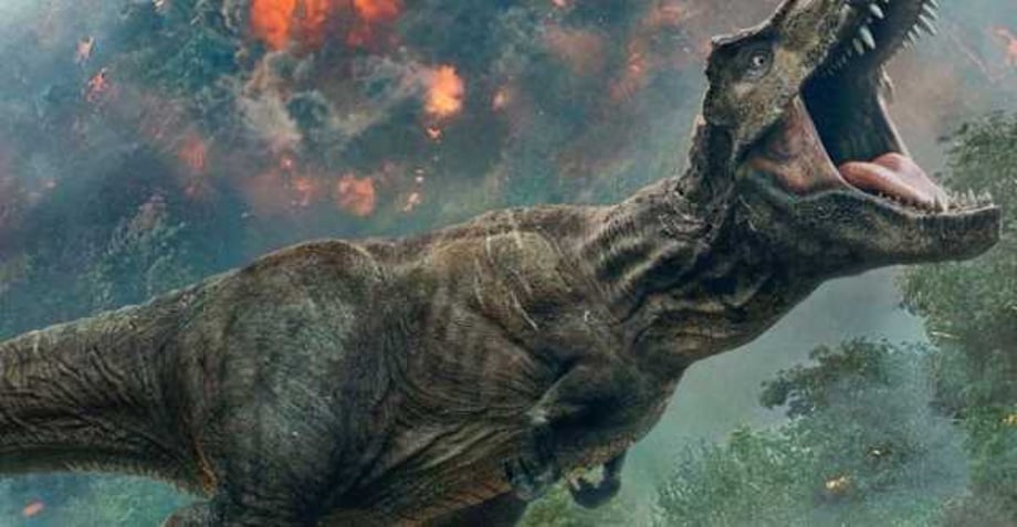 The T-Rex Politely Holds A Ladder On This New JURASSIC WORLD: FALLEN KINGDOM IMAX Poster