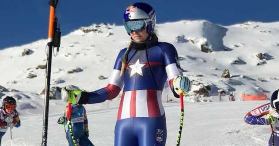 US Winter Olympians Sport Awesome CAPTAIN MARVEL And CAPTAIN AMERICA-Inspired Ski Gear