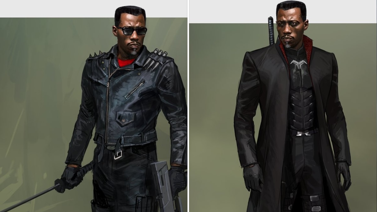 Blade concept art shows classic comic-style costume and other updated looks